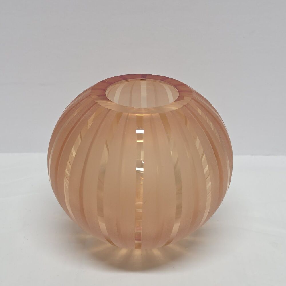 Vintage Waterford Evolution Blush Amber Striped Round Vase 5.25" Satin/Glossy